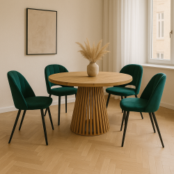 DUSTO stół okrągły rozkładany z lamelami - Zdjęcie 5