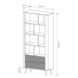 LENA Regał do salonu beżowy na złotych nóżkach - Zdjęcie 6