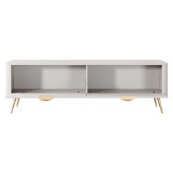 LENA szafka RTV 163 ryflowana w kolorze beżowym na złotych nóżkach - Zdjęcie 4