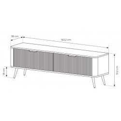 LENA szafka RTV 163 ryflowana w kolorze beżowym na złotych nóżkach - Zdjęcie 5
