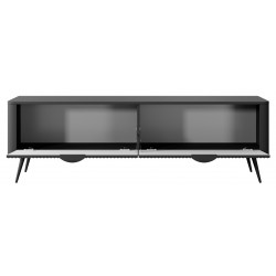 LENA szafka RTV 163 ryflowana w kolorze czarnym - Zdjęcie 4