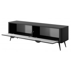 LENA szafka RTV 163 ryflowana w kolorze czarnym - Zdjęcie 2