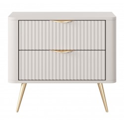 LENA Stolik nocny ryflowany w kolorze beżowym na złotych nóżkach - Zdjęcie 3