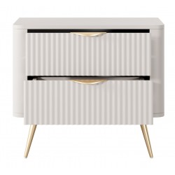 LENA Stolik nocny ryflowany w kolorze beżowym na złotych nóżkach - Zdjęcie 4