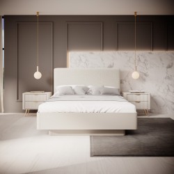 LENA Stolik nocny ryflowany w kolorze beżowym na złotych nóżkach - Zdjęcie 7