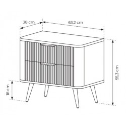 LENA Stolik nocny ryflowany w kolorze czarnym - Zdjęcie 5