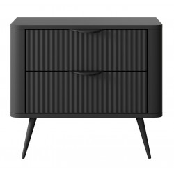 LENA Stolik nocny ryflowany w kolorze czarnym - Zdjęcie 3