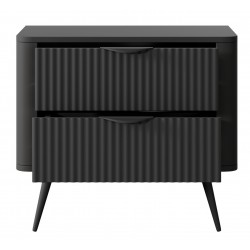 LENA Stolik nocny ryflowany w kolorze czarnym - Zdjęcie 4