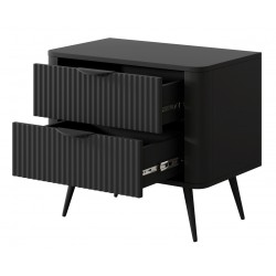 LENA Stolik nocny ryflowany w kolorze czarnym - Zdjęcie 2