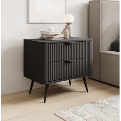 LENA Stolik nocny ryflowany w kolorze czarnym - Zdjęcie 6