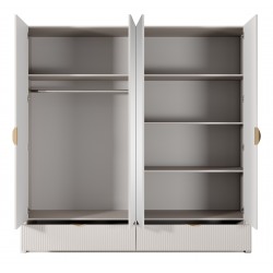 LENA Duża Ryflowana Szafa z lustrem, beżowa - Zdjęcie 5