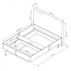 LENA Łóżko sypialniane 160 z zagłówkiem w kolorze beżowym - Zdjęcie 4