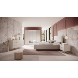 LENA Łóżko sypialniane 160 z zagłówkiem w kolorze beżowym - Zdjęcie 5