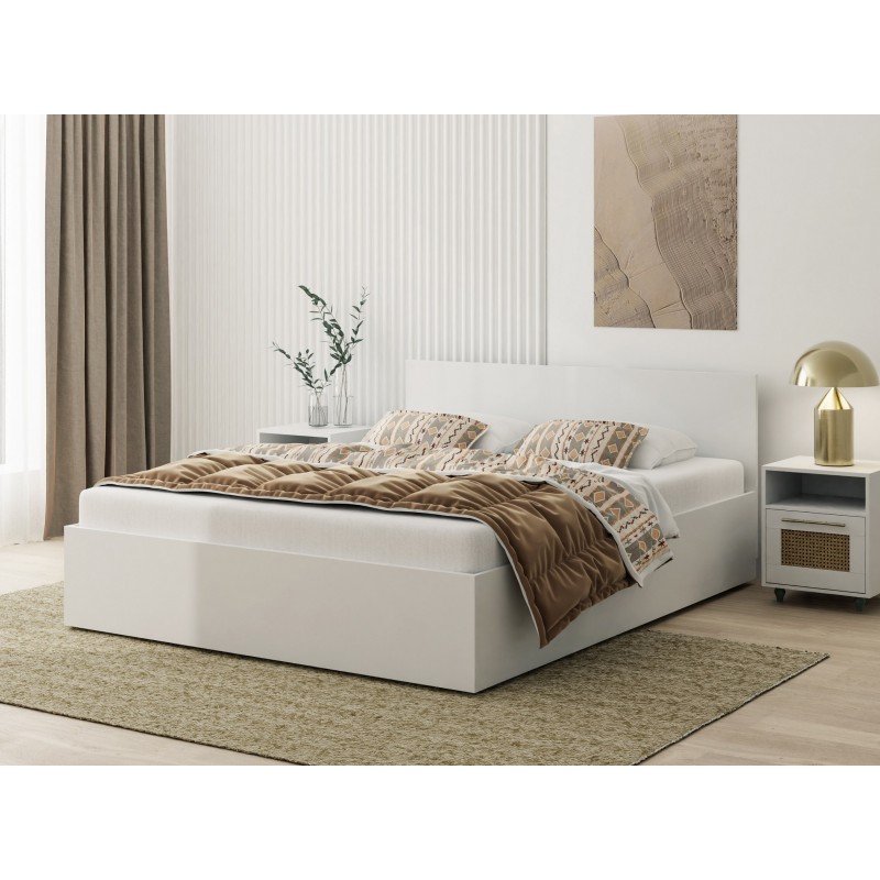 Łóżko sypialniane z płyty ALDO z materacem