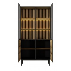 LONG Witryna Wysoka do Salonu z lamelami i oświetleniem LED - Zdjęcie 4