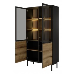 LONG Witryna Wysoka do Salonu z lamelami i oświetleniem LED - Zdjęcie 6