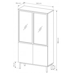 LONG Witryna Wysoka do Salonu z lamelami i oświetleniem LED - Zdjęcie 8
