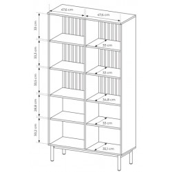LONG Witryna Wysoka do Salonu z lamelami i oświetleniem LED - Zdjęcie 9