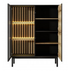 LONG Witryna Niska do salonu z lamelami i oświetleniem LED - Zdjęcie 4