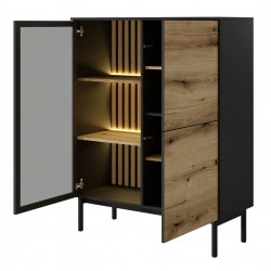 LONG Witryna Niska do salonu z lamelami i oświetleniem LED - Zdjęcie 5