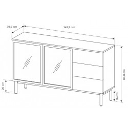 LONG Komoda Krótka 150 2D3S na nóżkach z oświetleniem LED - Zdjęcie 6