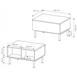 LONG Stolik Kawowy z szufladą na drewnianych nóżkach - Zdjęcie 6