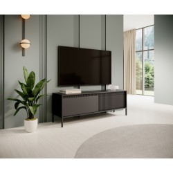 ENSO Szafka RTV 153 2D czarna na metalowych nóżkach - Zdjęcie 2