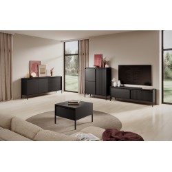 ENSO Szafka RTV 187 2D czarna na metalowych nóżkach - Zdjęcie 9