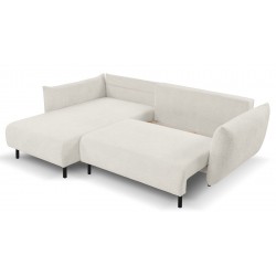 DELI Narożnik z funkcją spania na nóżkach w tkaninie bukla - Zdjęcie 9