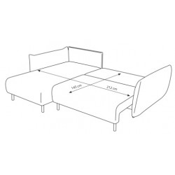 DELI Narożnik z funkcją spania na nóżkach w tkaninie bukla - Zdjęcie 14