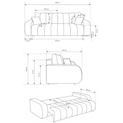 ALOO Sofa rozkładana obita tkaniną boucle z ozdobnymi poduszkami - Zdjęcie 12
