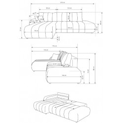 ALOO Narożnik z funkcją spania o zaokrąglonych kształtach w tkaninie boucle - Zdjęcie 5