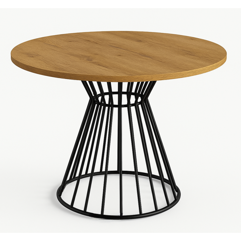 Okrągły stół Reo do salonu, jadalni, kuchni z metalową podstawą