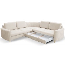 LOREN Narożnik z funkcją spania i pojemnikiem na pościel, obity tkaniną odporną na zabrudzenia - Zdjęcie 6