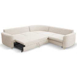 LOREN Narożnik z funkcją spania i pojemnikiem na pościel, obity tkaniną odporną na zabrudzenia - Zdjęcie 7