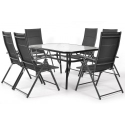 MODERN Zestaw ogrodowy, stół z hartowanym szkłem + krzesła 6 osób - Zdjęcie 2