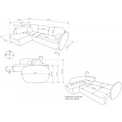 OLIVIO II Nowoczesny Narożnik rozkładany do salonu z ozdobnymi, okrągłymi poduszkami - Zdjęcie 8