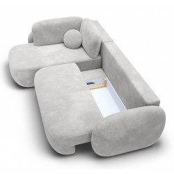 OLIVIO II Nowoczesny Narożnik rozkładany do salonu z ozdobnymi, okrągłymi poduszkami - Zdjęcie 4