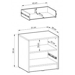 KELLY Stolik nocny S51 z jedną szufladą i półką oraz uchwytem z lameli - Zdjęcie 5