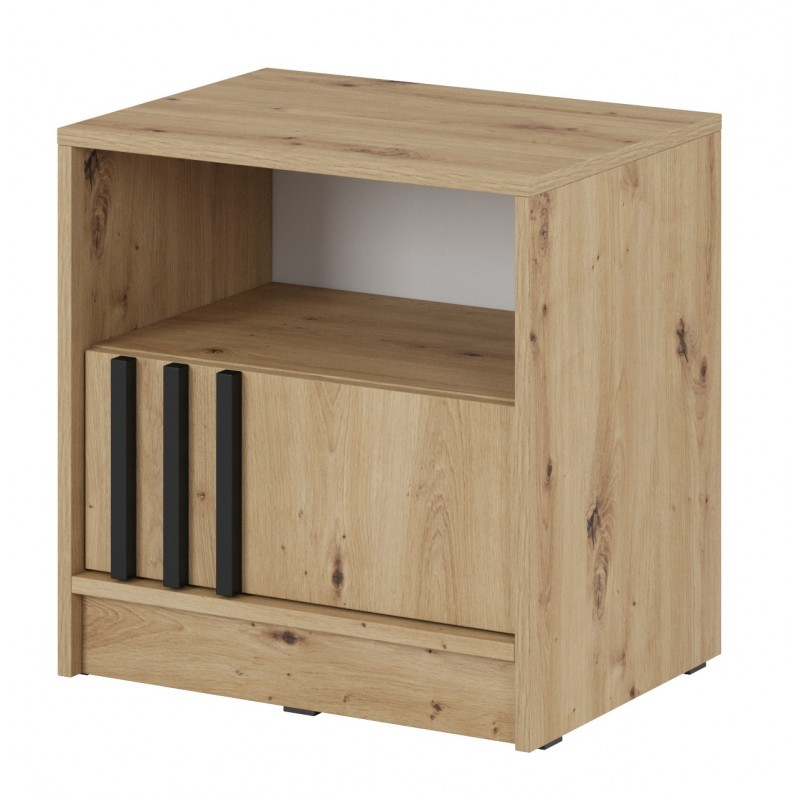 KELLY Stolik nocny S51 z jedną szufladą i półką oraz uchwytem z lameli