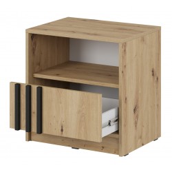 KELLY Stolik nocny S51 z jedną szufladą i półką oraz uchwytem z lameli - Zdjęcie 3