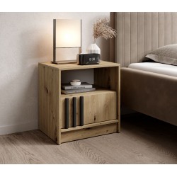 KELLY Stolik nocny S51 z jedną szufladą i półką oraz uchwytem z lameli - Zdjęcie 4