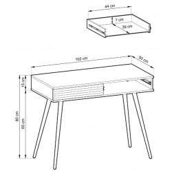 POLO Toaletka 102 na wysokich nóżkach z ryflowanym frontem do przedpokoju lub sypialni - Zdjęcie 3