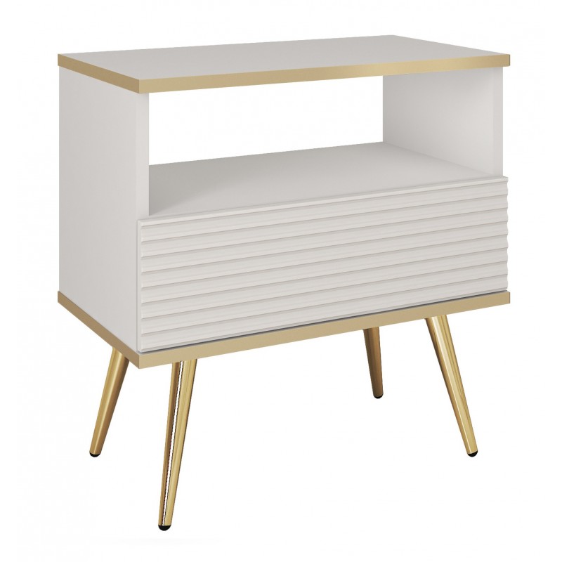 POLO Stolik nocny ryflowany na wysokich nóżkach z jedną szufladą