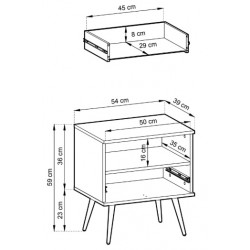 POLO Stolik nocny ryflowany na wysokich nóżkach z jedną szufladą - Zdjęcie 2