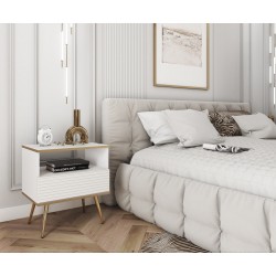 POLO Stolik nocny ryflowany na wysokich nóżkach z jedną szufladą - Zdjęcie 3