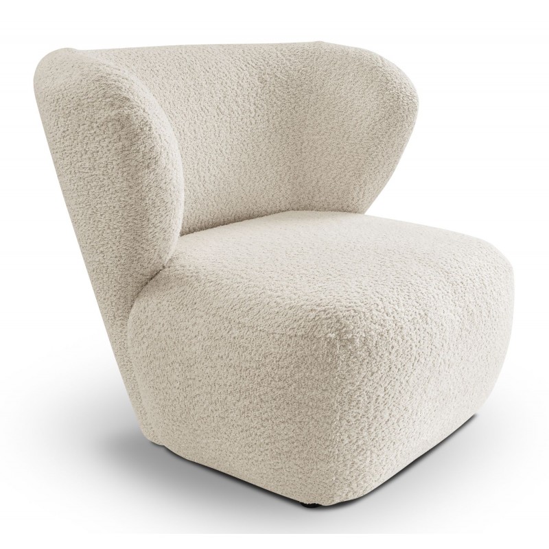 EVA Fotel wypoczynkowy do salonu z szerokim oparciem w tkaninie boucle