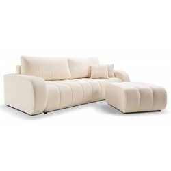 Pufa ALOO pikowana w tkaninie boucle Lambi - Zdjęcie 4