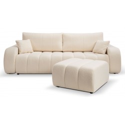 Pufa ALOO pikowana w tkaninie boucle Lambi - Zdjęcie 5