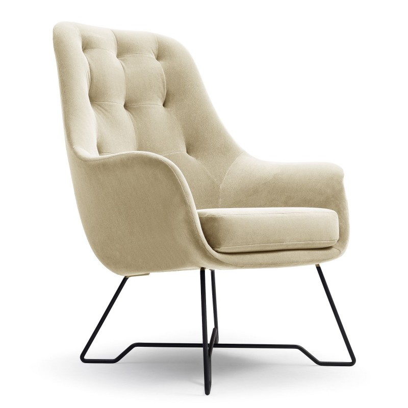 ENZO Wygodny Fotel tapicerowany z pikowanym oparciem